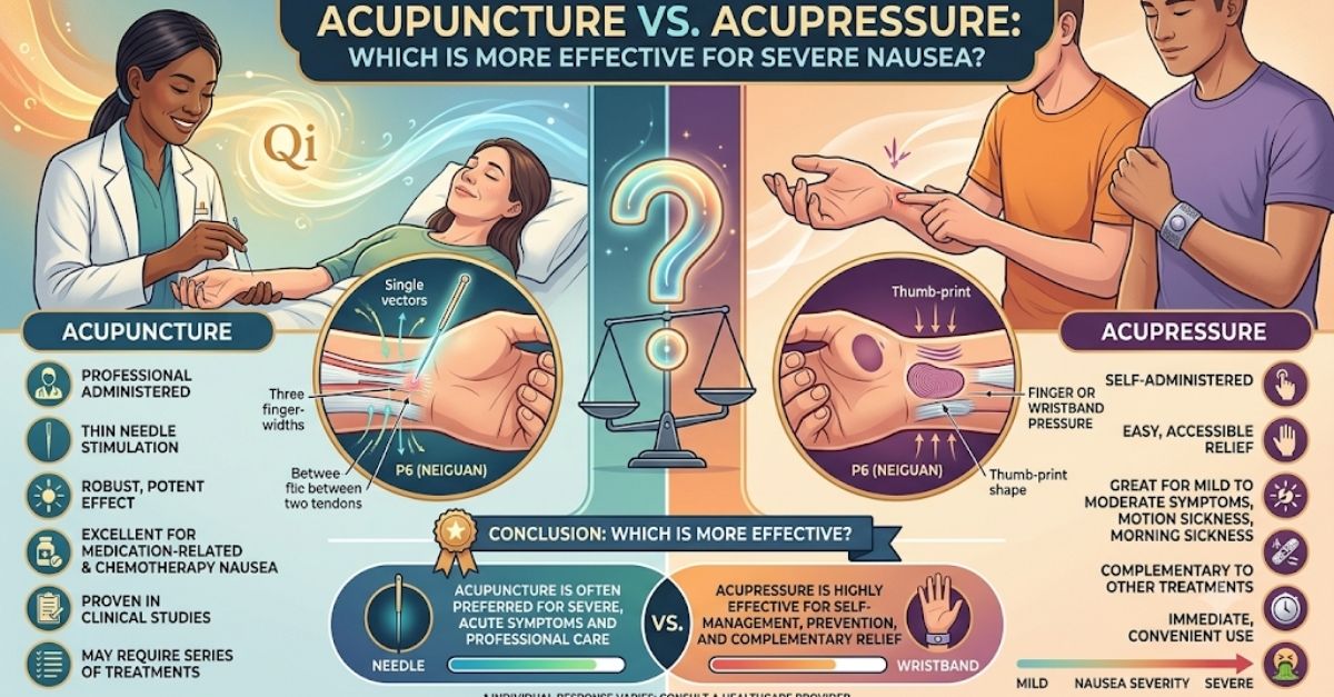 Acupuncture vs. Acupressure: Which is More Effective for Severe Nausea?
