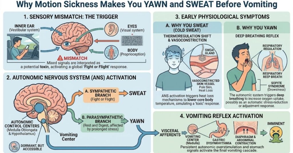 Why Does Motion Sickness Make You Yawn and Sweat Before Vomiting?