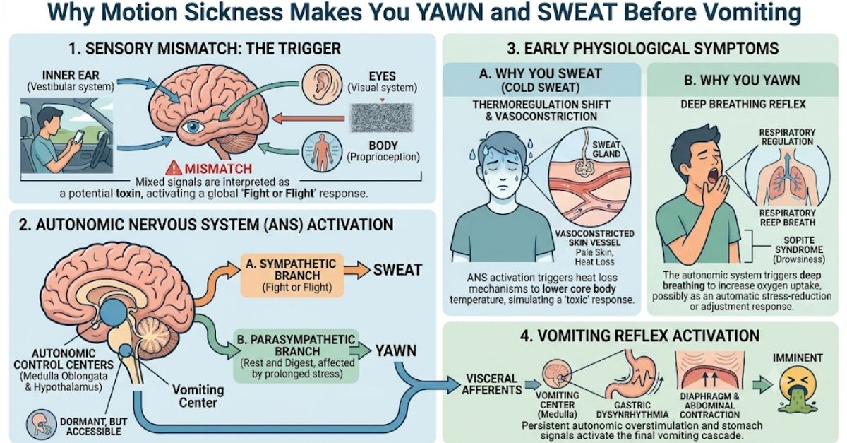 Why Does Motion Sickness Make You Yawn and Sweat Before Vomiting?